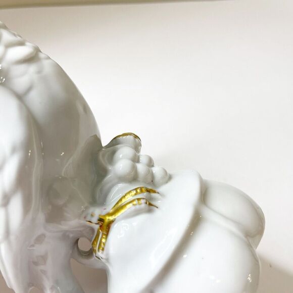 Vintage German Porcelain Cockatoo Thuringia White Ceramic Painted Gold - Picture 16 of 16